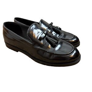 Charles And Keith Womens Black Bow Tie Tasseled Loafers Shoes EU Size 38